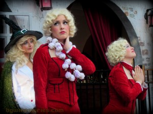One of them prays to be a vampire, the other not so much.  These lovely ladies hope to serve you drinks and provide you a warm welcome at Vampire Point Hotel.  