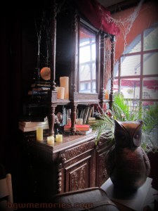 Inside the Vampire Point Hotel, the buffet decor is set to have that old world; haunted charm.  