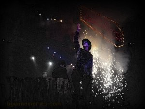 Pyrotechnics add drama to a very theatrical pose.  