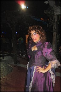 Ms. Nellie goes above and beyond to entertain guest as they roam through Ripper Row.  Her character has to be one of the most interesting additions to the park in years.  